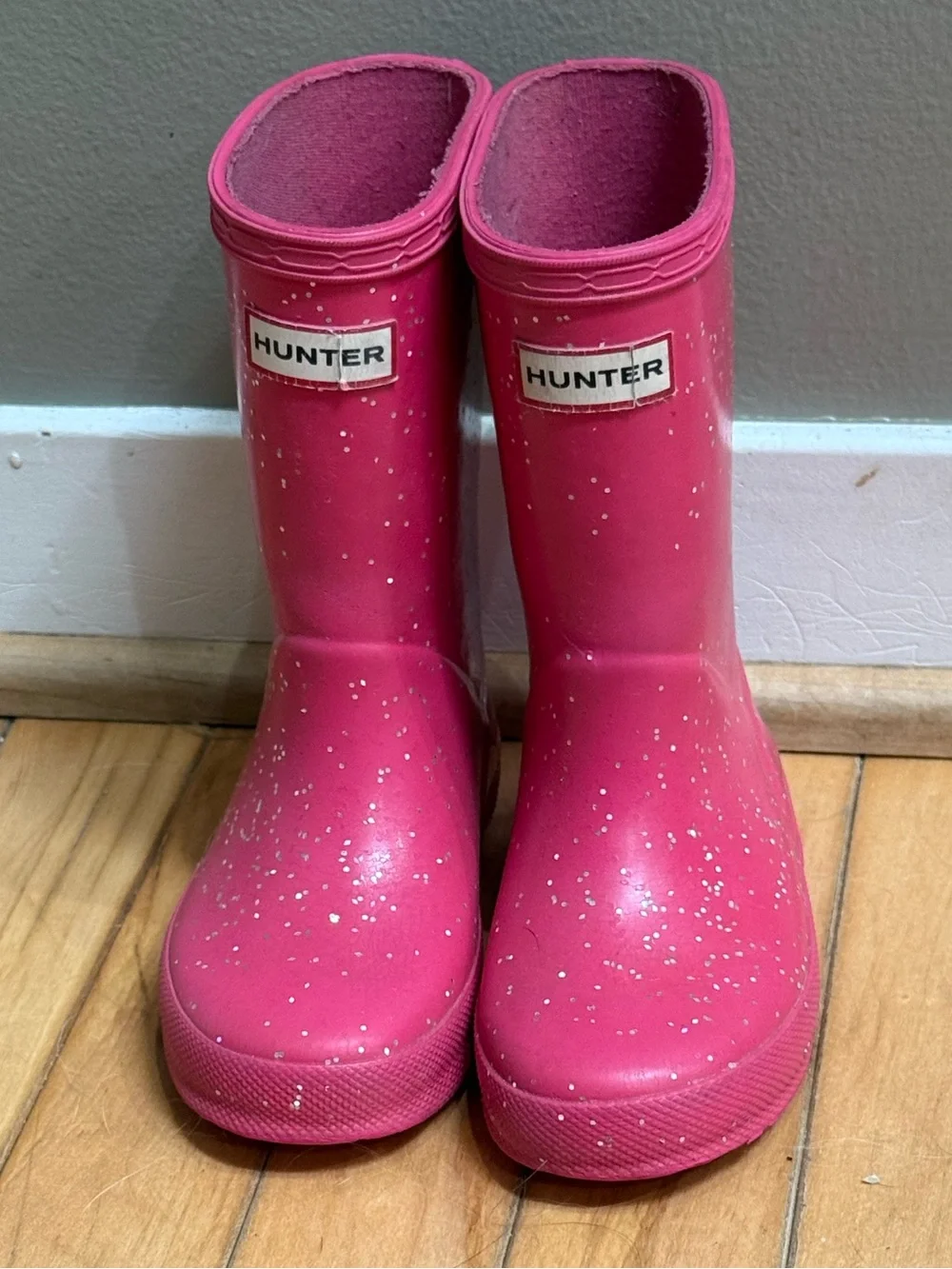 Hunter Kids Hot Pink Glitter Rain Boots